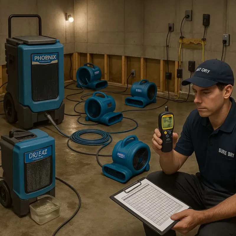 Structural Drying and Dehumidification process in Marlette, MI